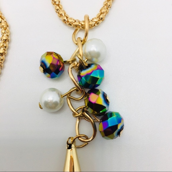 NECKLACE TASSEL & EARRINGS MULTI COLORED! Pierced! - Picture 7 of 11